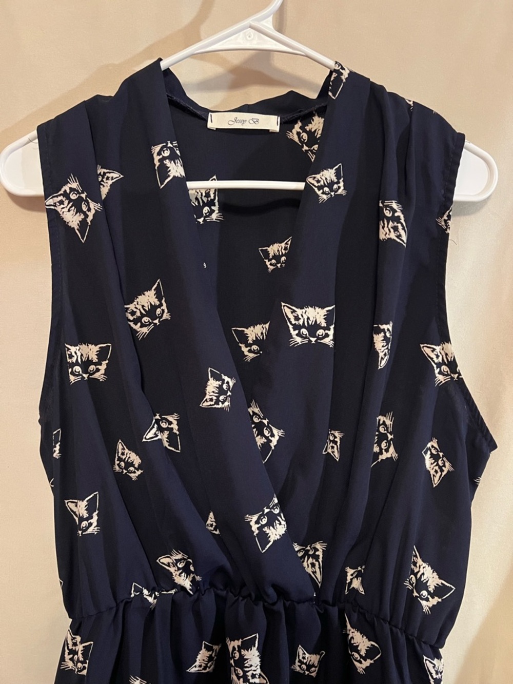 ModCloth Jessy B Cat Print Sleeveless Peplum Blouse size XL - Picture 2 of 10